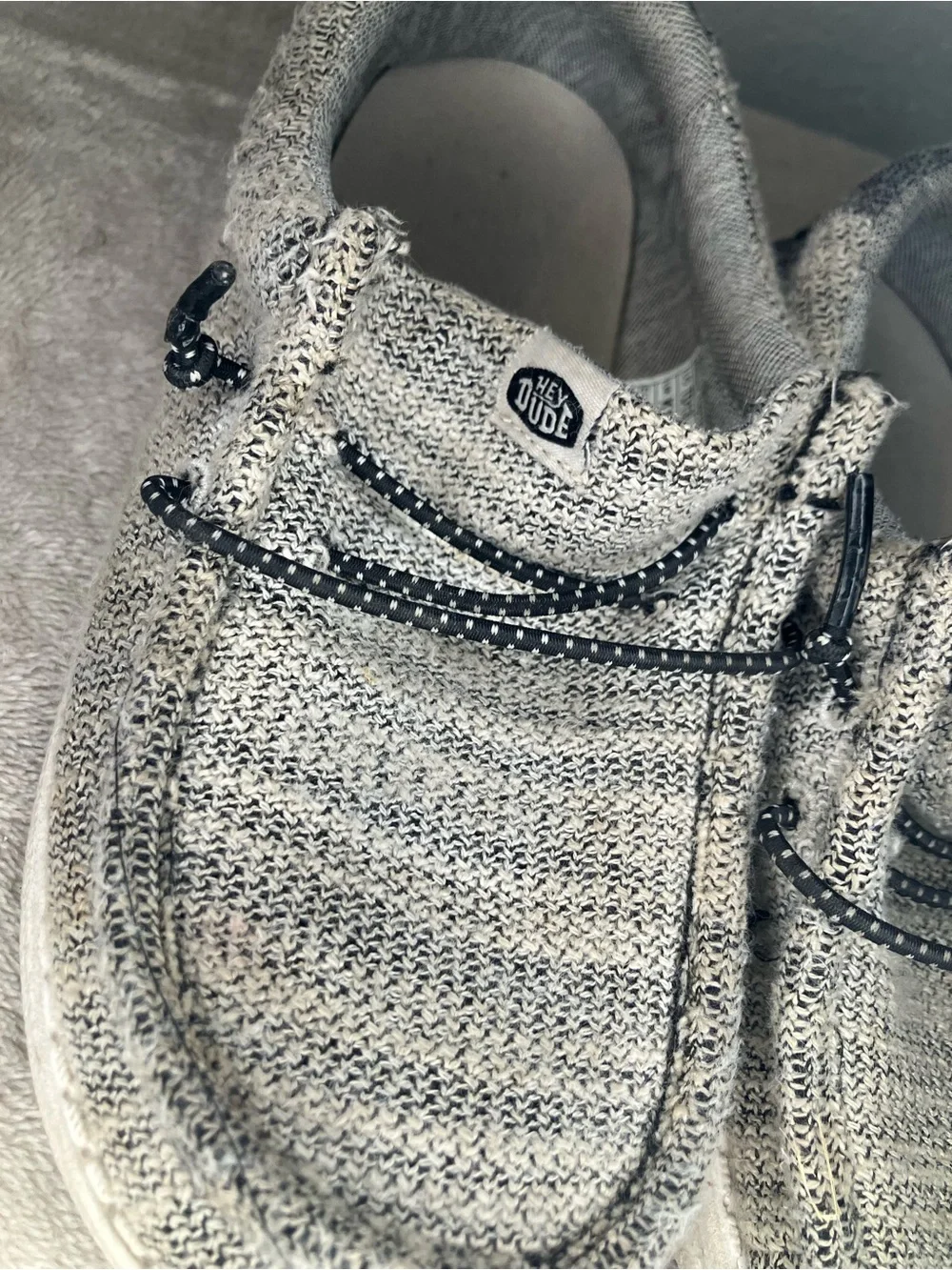 Hey Dude Light Gray Knit Slip-On Loafers